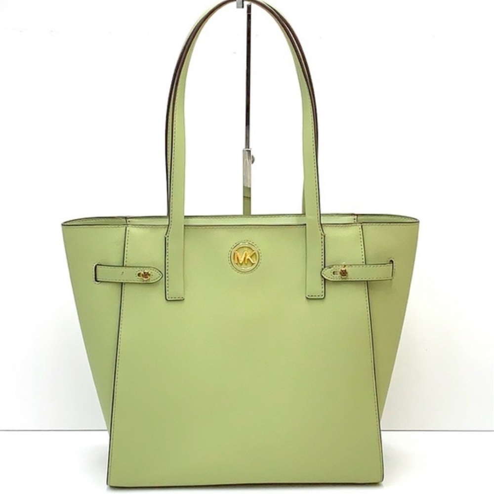 MICHAEL KORS CARMEN LARGE NORTH SOUTH TOTE LIGHT SAGE COLOR - Picture 3 of 15